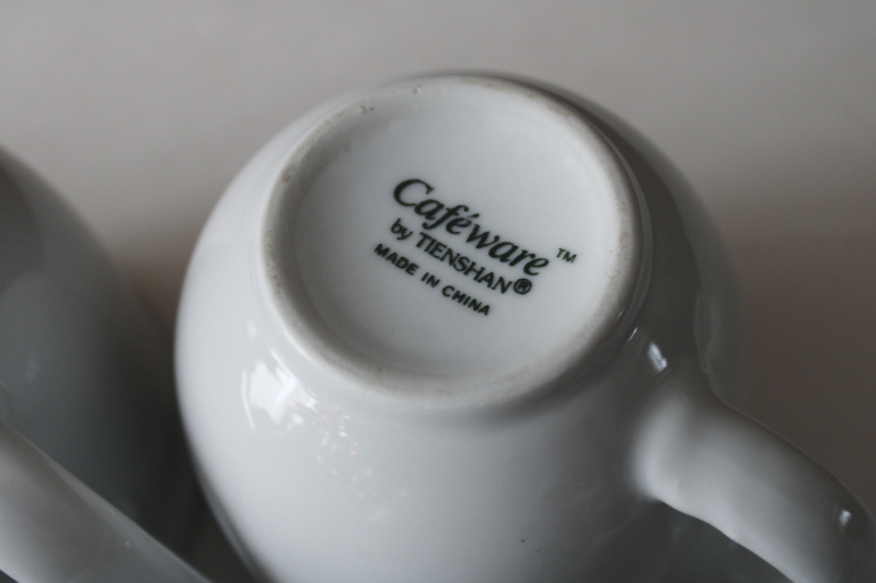 photo of Tienshan Cafeware white ironstone coffee cups set of 6 mugs, minimalist modern china Pottery Barn style  #4