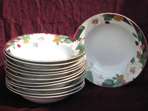 photo of Tienshan Magnolia, set of 12 rimmed soup bowls, 8'' diameter #1