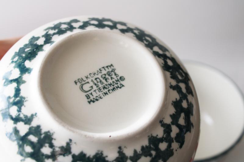 photo of Tienshan china spongeware pottery cereal / soup bowls Christmas gingerbread pattern #2