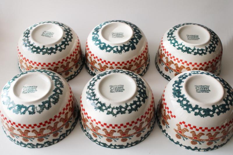 photo of Tienshan china spongeware pottery cereal / soup bowls Christmas gingerbread pattern #5