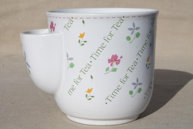 photo of Time for Tea 80s vintage tea cup mug w/ teabag holder pocket, Papel - Japan #2