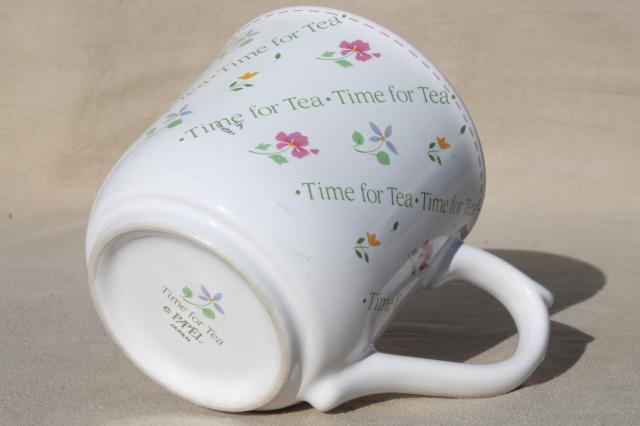 photo of Time for Tea 80s vintage tea cup mug w/ teabag holder pocket, Papel - Japan #4