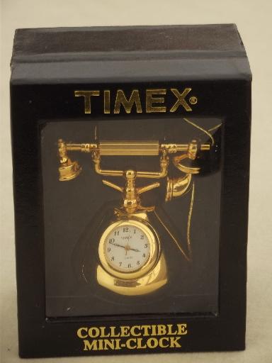 photo of Timex miniature brass clock, old-fashioned phone figural clock, travel clock?  #9