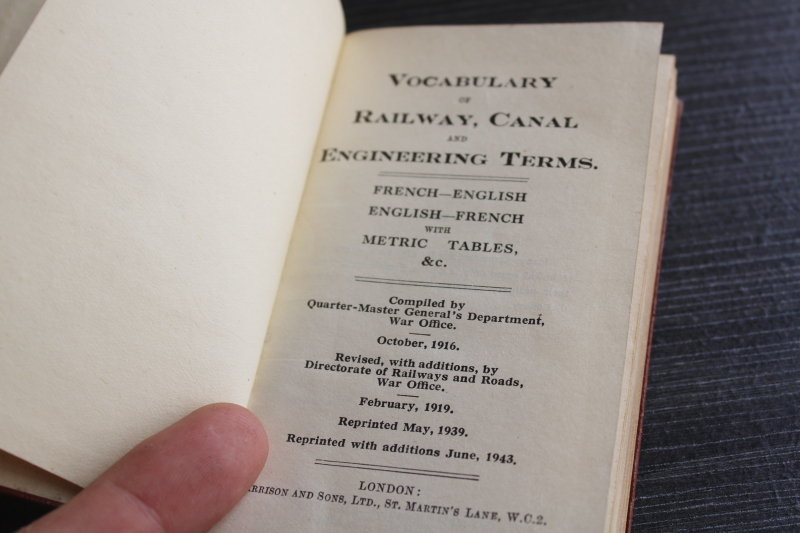 photo of Tiny old pocket dictionary, French English vocabulary railway, canal, engineering terms  #2