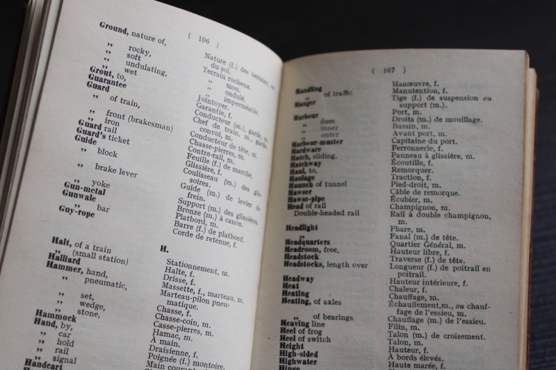 photo of Tiny old pocket dictionary, French English vocabulary railway, canal, engineering terms  #4