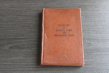 catalog photo of Tiny old pocket dictionary, French English vocabulary railway, canal, engineering terms 