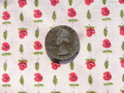 photo of Tiny red roses on pink, 30's cotton fabric #1