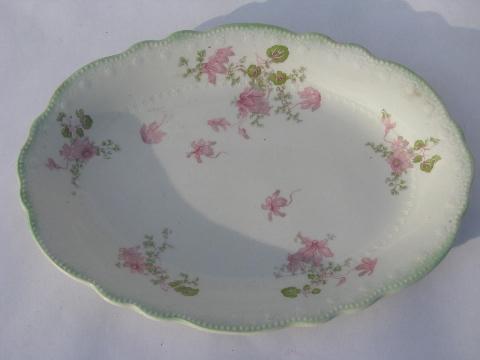 photo of Tivoli - Grindley England china, pink floral w/ soft green, antique platters, pitcher #4