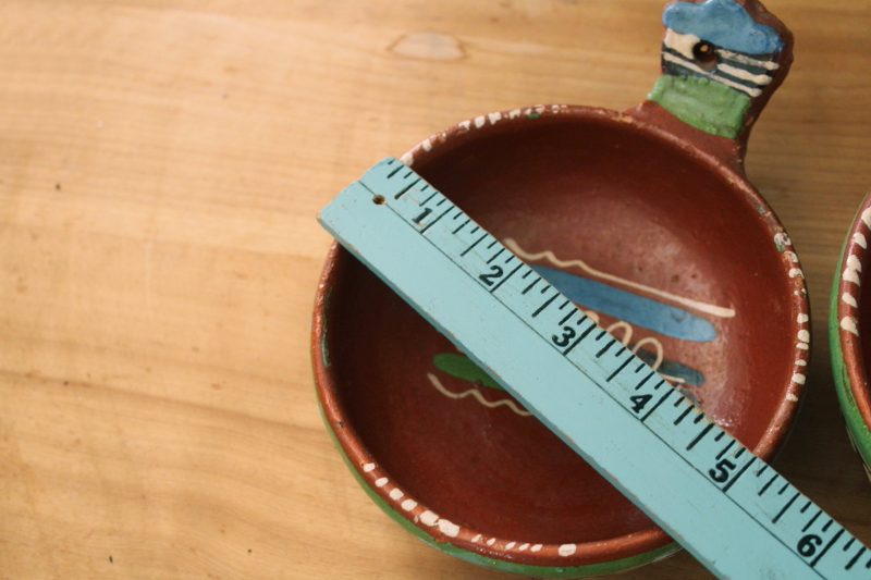 photo of Tlaquepaque hand painted pots, vintage Mexican pottery nesting pans or bowls w/ handles  #5