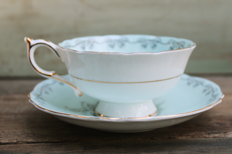 photo of To The Bride good luck china tea cup & saucer, lily of the valley on tiffany green vintage wedding gift #7