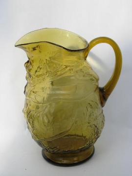 catalog photo of Toby pitcher, vintage amber glass, nice large size