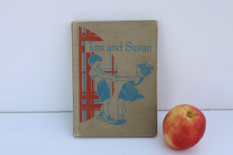 photo of Tom & Susan 1950s vintage early reader school reading book, great old illustrations  #1