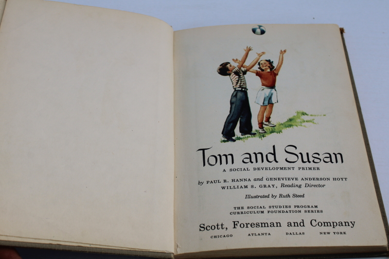 photo of Tom & Susan 1950s vintage early reader school reading book, great old illustrations  #2