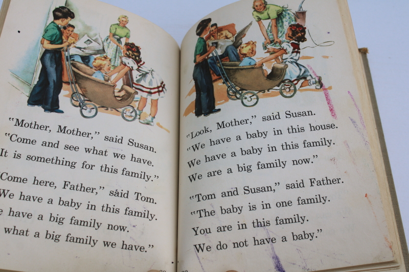 photo of Tom & Susan 1950s vintage early reader school reading book, great old illustrations  #6