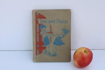 catalog photo of Tom & Susan 1950s vintage early reader school reading book, great old illustrations 