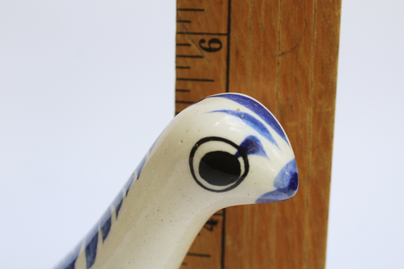 photo of Tonala dove blue & white hand painted Mexican pottery bird figurine, vintage folk art  #4