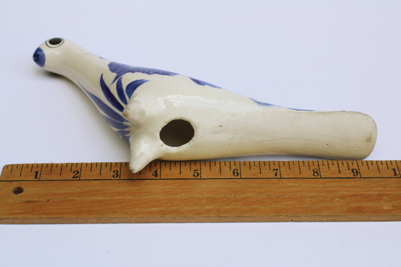 photo of Tonala dove blue & white hand painted Mexican pottery bird figurine, vintage folk art  #5