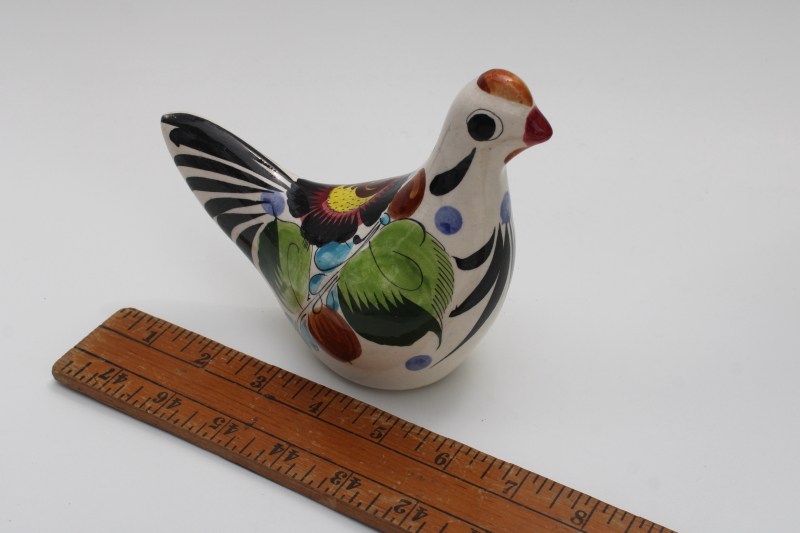 photo of Tonala pottery dove, hand painted Mexican folk art bird figurine, vintage souvenir  #3