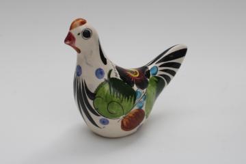 catalog photo of Tonala pottery dove, hand painted Mexican folk art bird figurine, vintage souvenir 