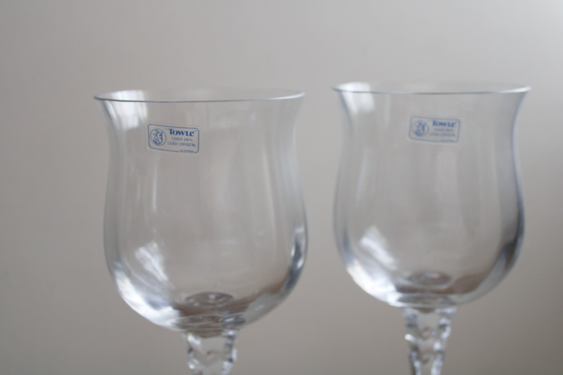 photo of Towle Silhouette Austria crystal hand blown glass water glasses, goblets w/ original labels #2