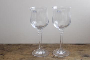 catalog photo of Towle Silhouette Austria crystal hand blown glass water glasses, goblets w/ original labels