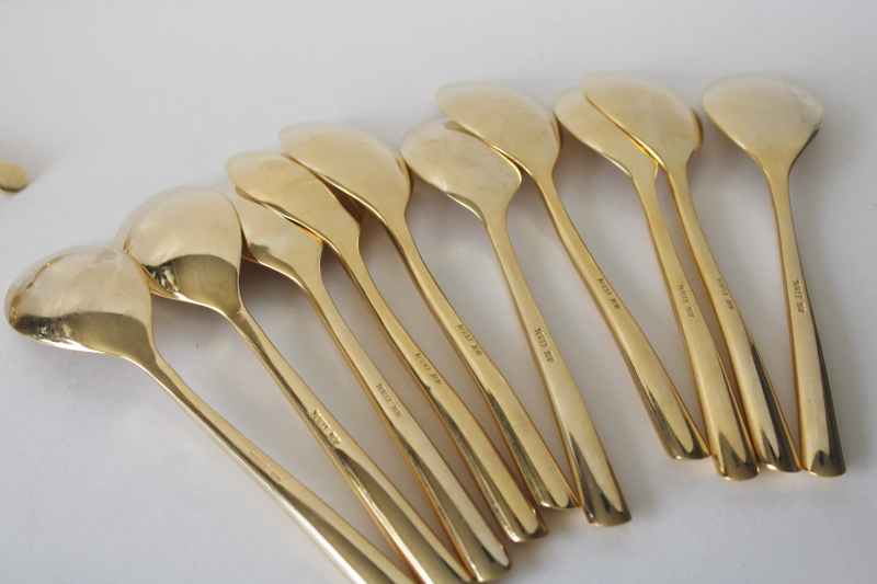 photo of Towle gold electroplate flatware modern Wave pattern service for 10 complete set #5
