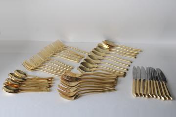 catalog photo of Towle gold electroplate flatware modern Wave pattern service for 10 complete set 