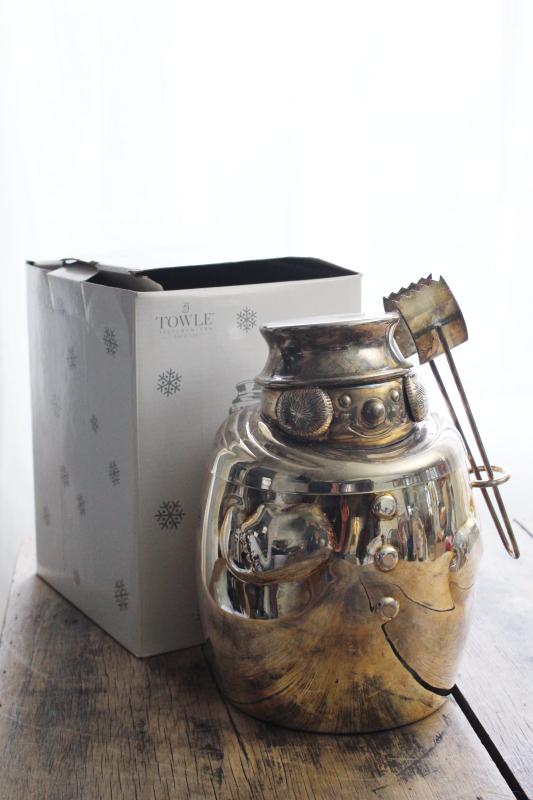 photo of Towle silver plate snowman ice bucket 1990s vintage Christmas tableware  #1