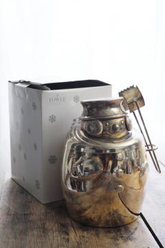 catalog photo of Towle silver plate snowman ice bucket 1990s vintage Christmas tableware 