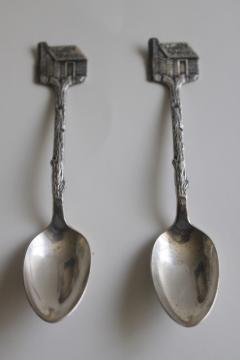 Towle's Log Cabin tiny vintage silver plated spoons, collectible syrup advertising 