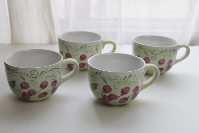 photo of Tracy Porter Evelyn red raspberries pattern oversized breakfast cups, set of four  #1