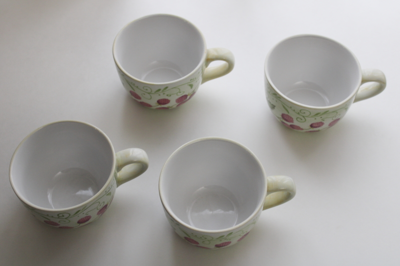 photo of Tracy Porter Evelyn red raspberries pattern oversized breakfast cups, set of four  #2