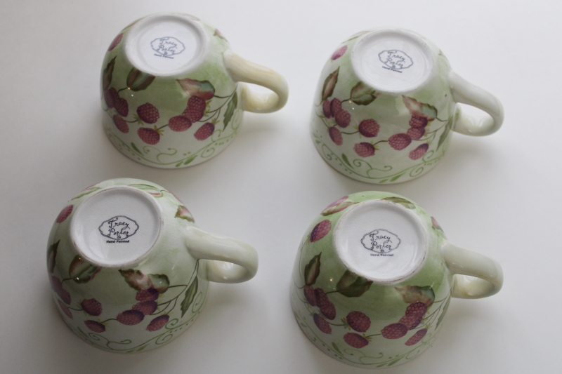 photo of Tracy Porter Evelyn red raspberries pattern oversized breakfast cups, set of four  #3