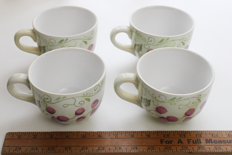 photo of Tracy Porter Evelyn red raspberries pattern oversized breakfast cups, set of four  #4