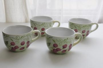 catalog photo of Tracy Porter Evelyn red raspberries pattern oversized breakfast cups, set of four 