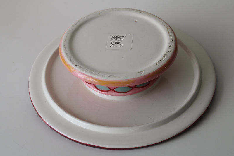 photo of Tracy Porter ceramic cake stand, never used pattern sample from her Princeton Wisconsin store  #7