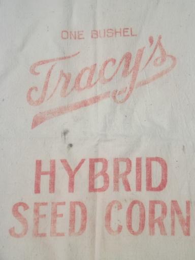 photo of Tracy's seed corn Janesville Wisconsin primitive old cotton grain bags #2