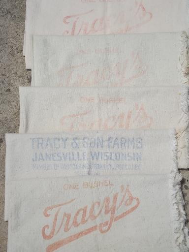 photo of Tracy's seed corn Janesville Wisconsin primitive old cotton grain bags #4