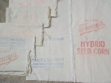 catalog photo of Tracy's seed corn Janesville Wisconsin primitive old cotton grain bags