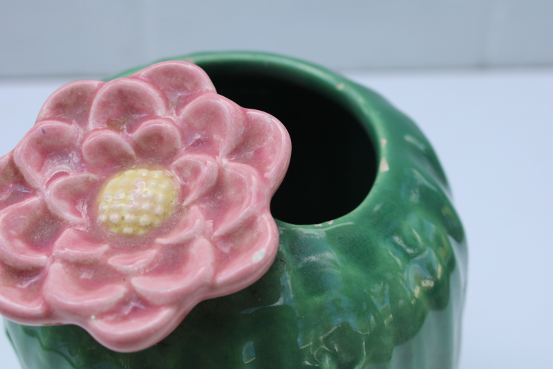 photo of Treasure Craft ceramic cactus spoon holder jar or planter pot vase, vintage USA pottery #3