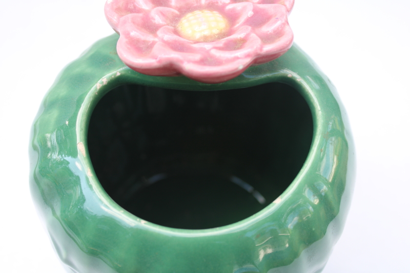 photo of Treasure Craft ceramic cactus spoon holder jar or planter pot vase, vintage USA pottery #5