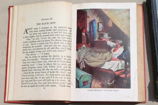 photo of Treasure Island Robert Louis Stevenson old books, vintage editions w/ color illustrations #4