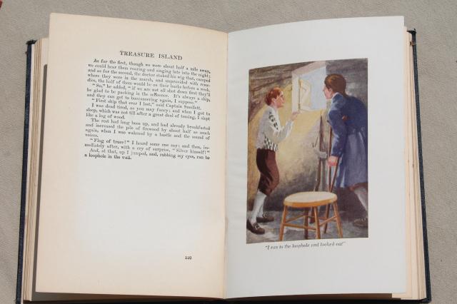 photo of Treasure Island Robert Louis Stevenson old books, vintage editions w/ color illustrations #6