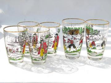 catalog photo of Treasure Island pirates print vintage glasses, tumblers in two sizes