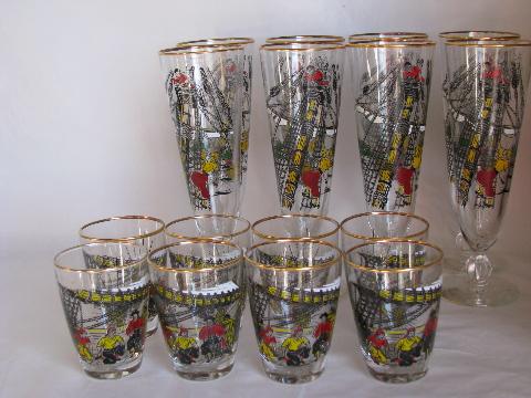 photo of Treasure Island pirates print vintage pilsner glasses, glass tumblers #1