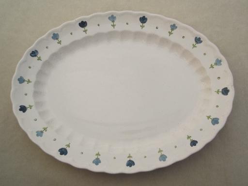 photo of True Blue vintage Metlox Vernon Ware platter, tulip flower border #1