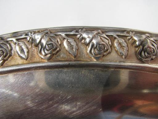 M1298 Vintage 1950s フレッドハービー コッパー トレイ Tupperware Rose 50s vintage Wm Rogers tray, silver plate over