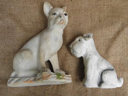 photo of Two antique carnival chalkware pieces, dogs with such sweet #2