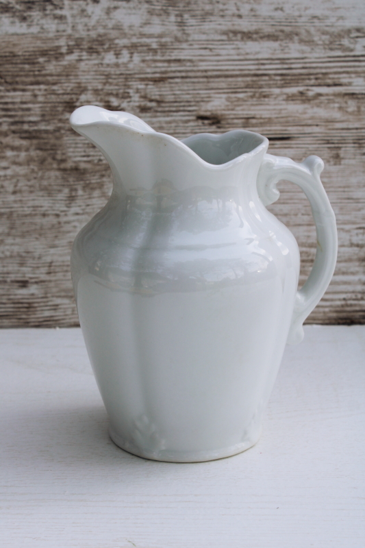 photo of Twos Company vintage Victorian style pitcher, white ironstone china milk jug or creamer #2