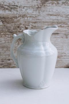 catalog photo of Twos Company vintage Victorian style pitcher, white ironstone china milk jug or creamer